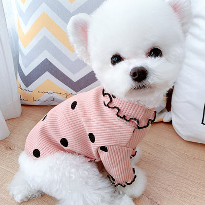 Soft & Stylish Dot Turtleneck Dog Shirt – Cozy Bottoming Layer for Small to Medium Dogs