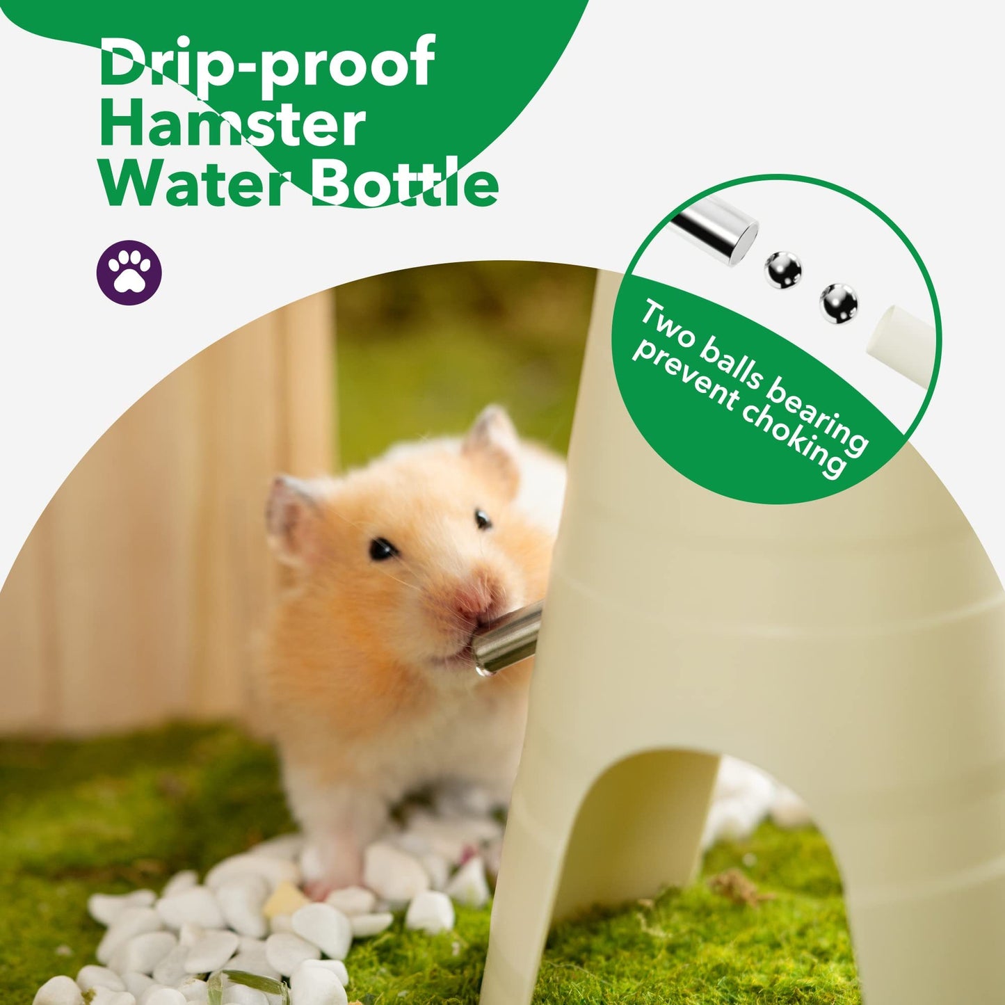 Hamster Water Bottle With Stand & Hideout Space.