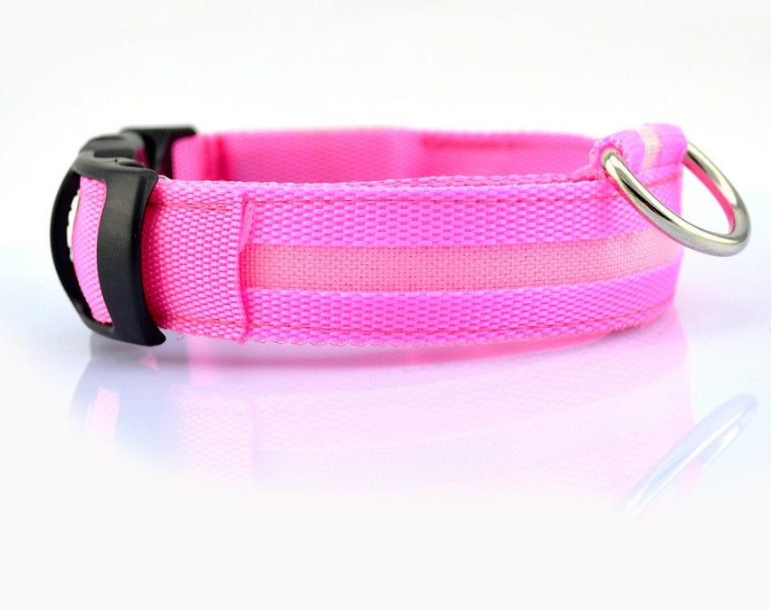 Nylon LED Pet Dog Luminous Collar Night Safety Flashing Glow in Dark