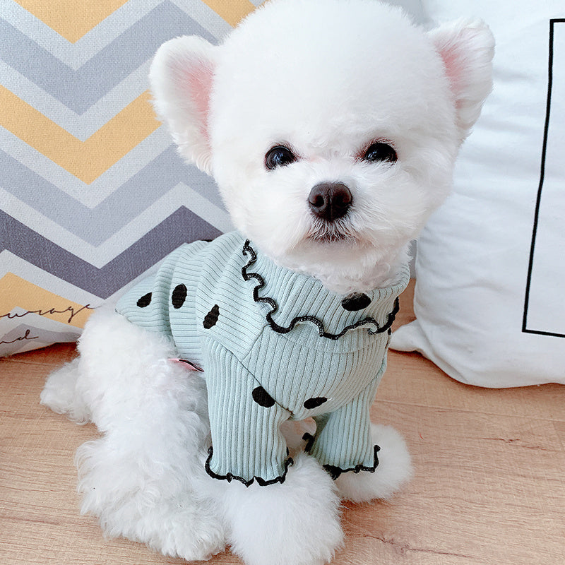 Soft & Stylish Dot Turtleneck Dog Shirt – Cozy Bottoming Layer for Small to Medium Dogs