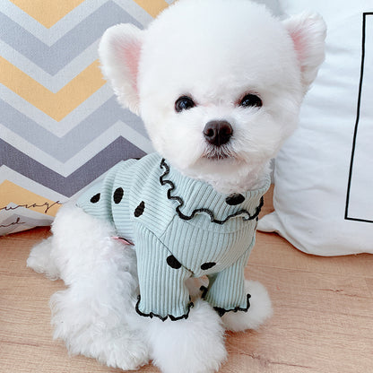 Soft & Stylish Dot Turtleneck Dog Shirt – Cozy Bottoming Layer for Small to Medium Dogs