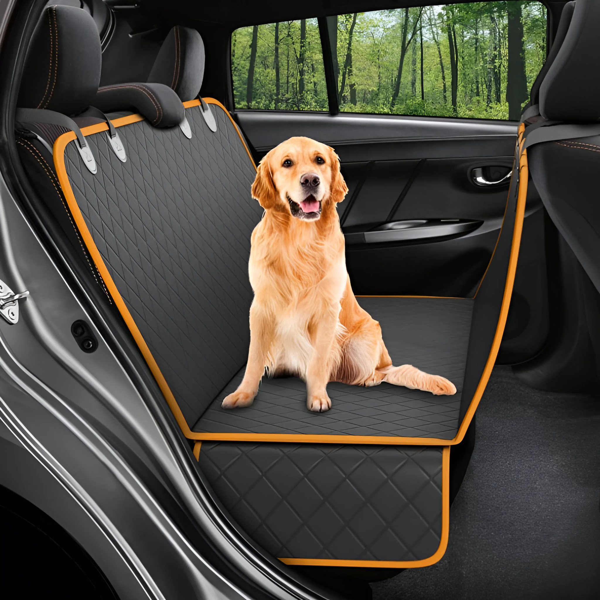 Ultimate Dog Car Seat Cover & Hammock – Mesh Window, Zipper Pocket & Safety Protector