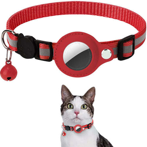 Cat AirTag Holder Collar Breakaway Reflective Strips Adjustable Kitten