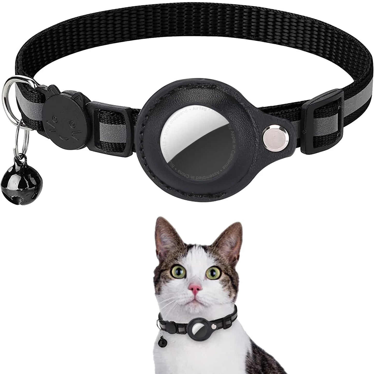 Cat AirTag Holder Collar Breakaway Reflective Strips Adjustable Kitten