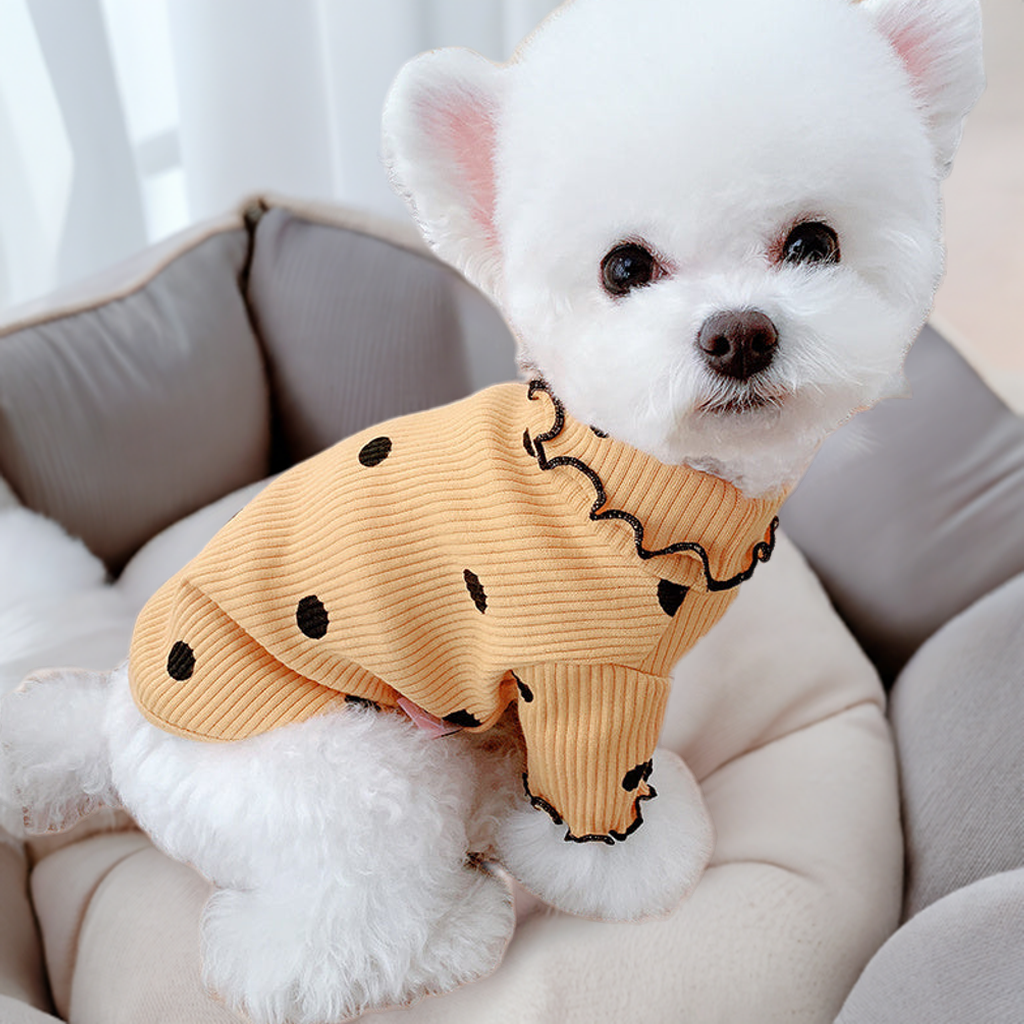 Soft & Stylish Dot Turtleneck Dog Shirt – Cozy Bottoming Layer for Small to Medium Dogs