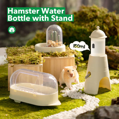 Hamster Water Bottle With Stand & Hideout Space.