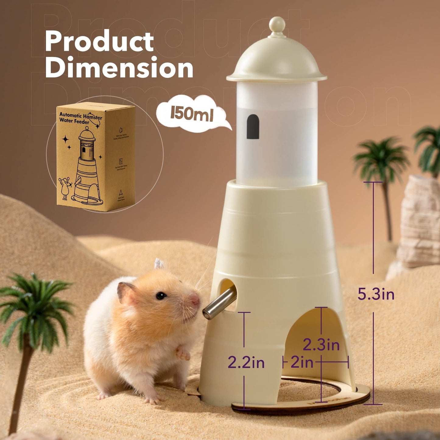 Hamster Water Bottle With Stand & Hideout Space.